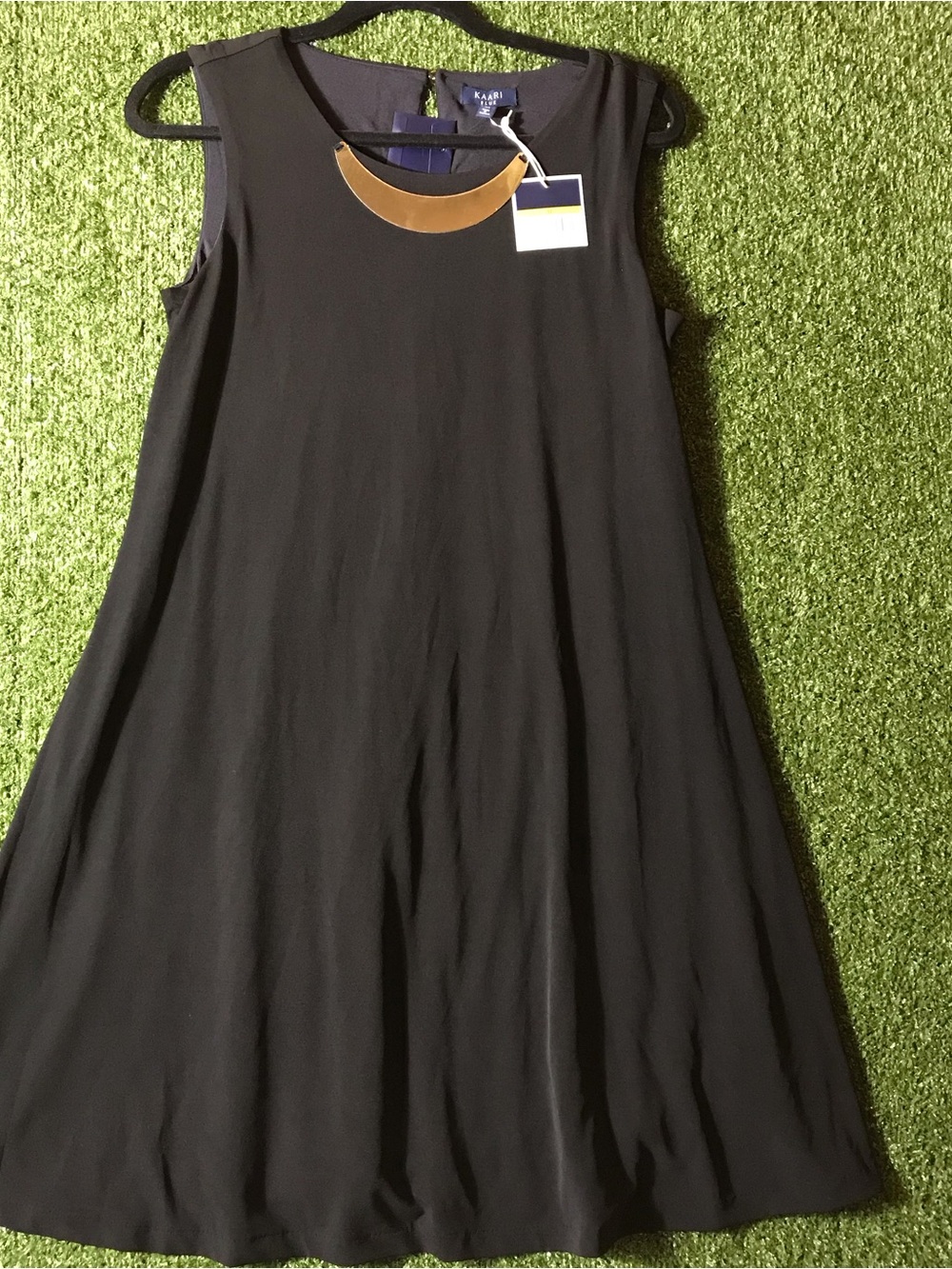 Kaari Blue Black Sleeveless Swing Dress